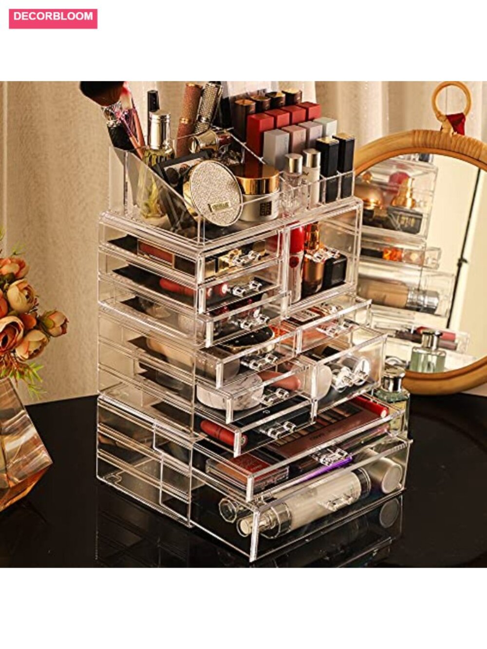 Clear Acrylic Makeup Storage Organizer with 10 Drawers Stackable Cosmetic - Picture 3 of 5